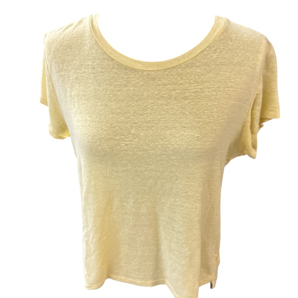 Velvet Lightweight Linen Yellow Scoop Neck Short Sleeve Tee